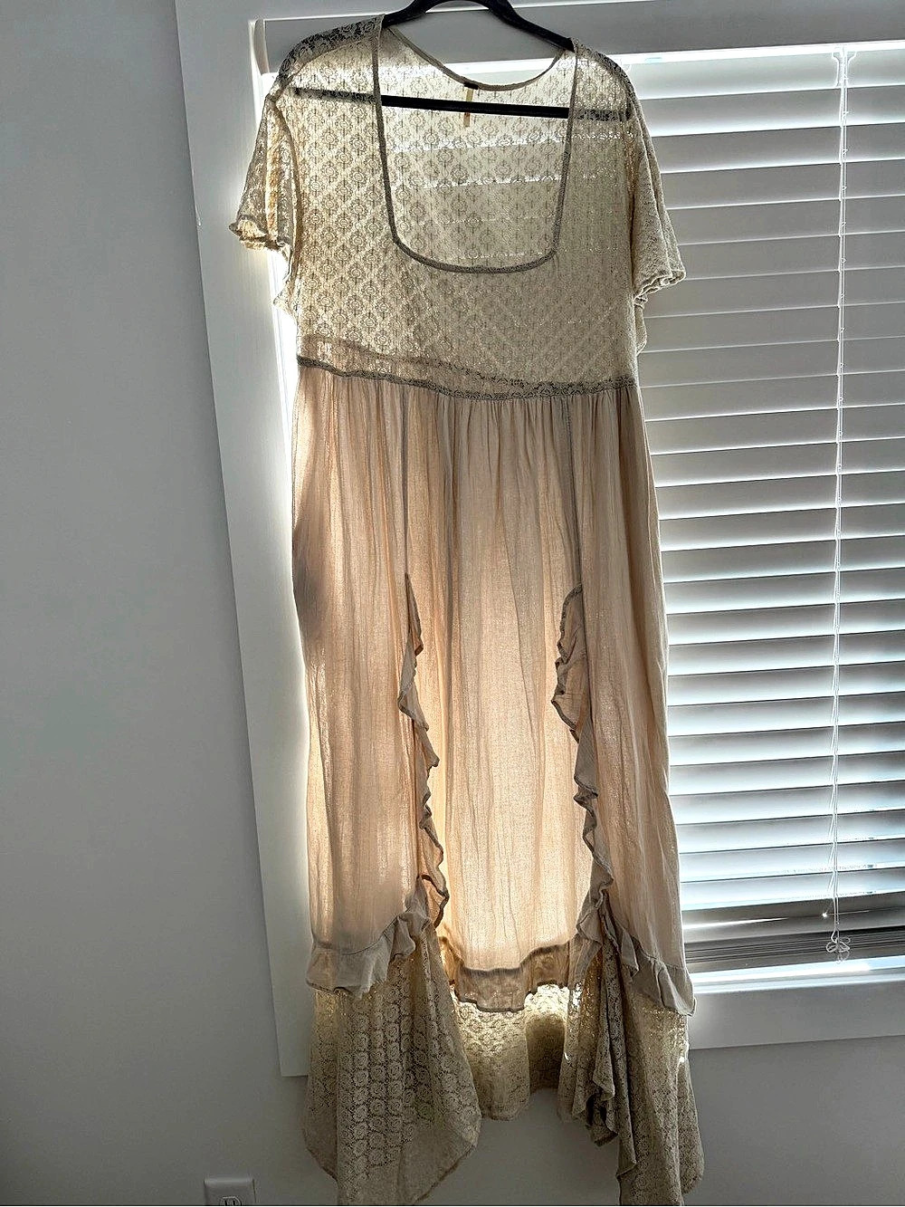 Free People Floral Lace Maxi Dress in Beige - Picture 1 of 7